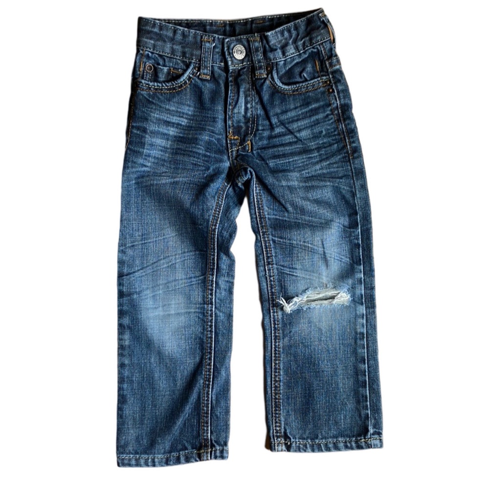 Buffalo David Bitton 100% Cot Indigo Distressed Adjustable Waist 5 Pocket Jeans